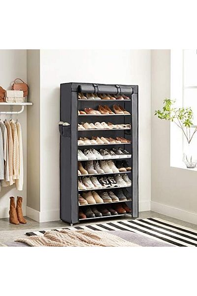 STOREMAX Jvnnastore Dustproof Encased 10 Tier Shoe Rack, 88X28X160 Cm, Gray, Rxj36G Trendyfr 646