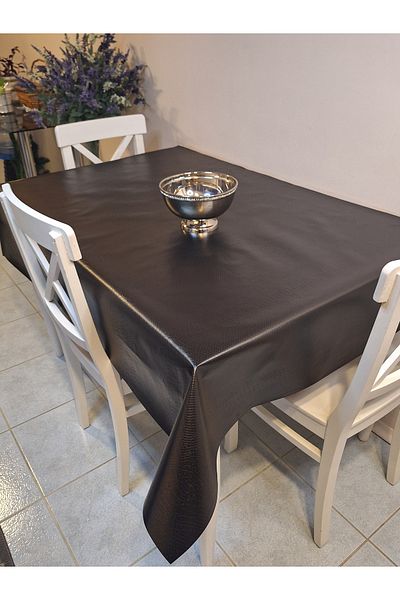 Başak Ev Tekstili Pânză uleioasă din PVC din fibră - Față de masă ștergabilă cu model (NEGRU)