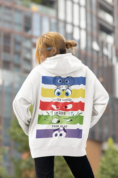 SEVBANO Insiide Out Printed Unisex Oversize Reverse Face Cartoon Hoodie