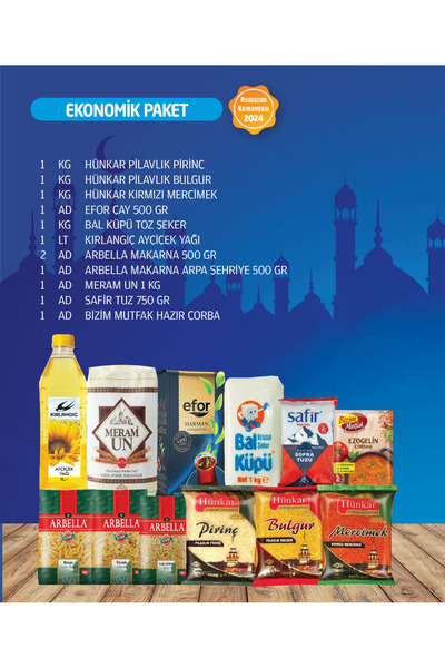 Hünkar Jetsanal Ramazan Gıda Erzak Kumanya Yardım Kolisi - Ekonomik Paket