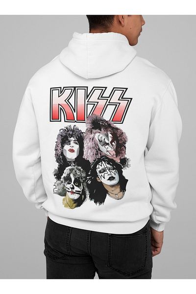 SEVBANO Kiss Printed Unisex Oversize Music Band Rock Metal Hoodie