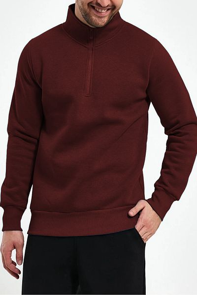 ruNadeS Hanorac oversize unisex cu fermoar, cu guler în picioare, cu fleece în interior