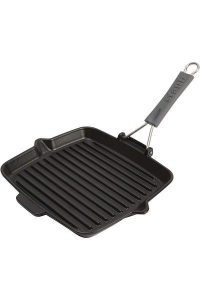 STOREMAX Lbstorex Cast Iron Grill Pan with Folding Handle 24 X 24 cm Black Newdsng 1116818