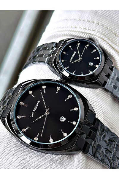 Chaperone Siyah Renk Bay Çift Sevgili Kol Saati Orijinal Garantili + BİLEKLİK...
