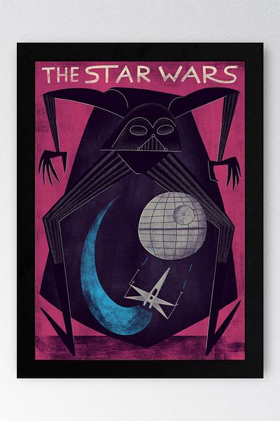 Saturn Star Wars Framed Painting - Space Wars Fim Poster Painting
