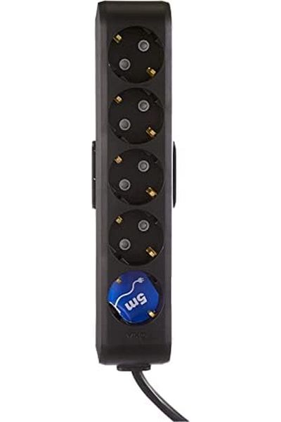 STOREMAX Svticaret Multi-Let 5-Piece Grounded Wired Plug 5Mt Black Socket Mhm 1053513