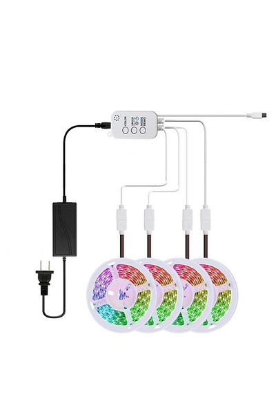 fulina 4-Piece RGB Color Changing LED Strip Light With Remote Control Multicolour 20 meter