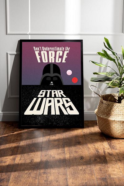 Saturn Star Wars Darth Vader Framed Painting - Space Wars Fim Poster Painting