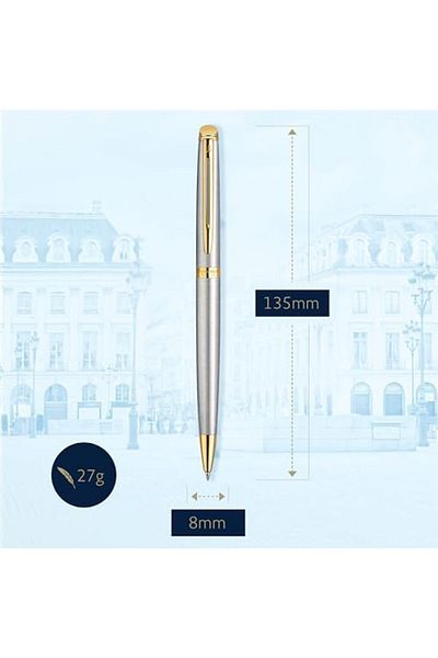 STOREMAX Ntwork Hemisphere Stainless Steel Gold Design Ballpoint Pen, Medium Thickness Nib, Blue m