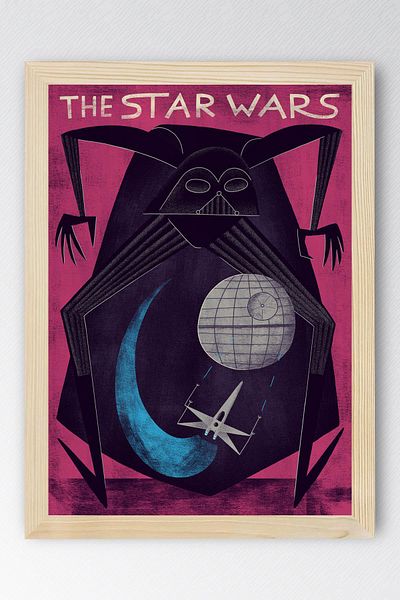 Saturn Star Wars Framed Painting - Space Wars Fim Poster Painting