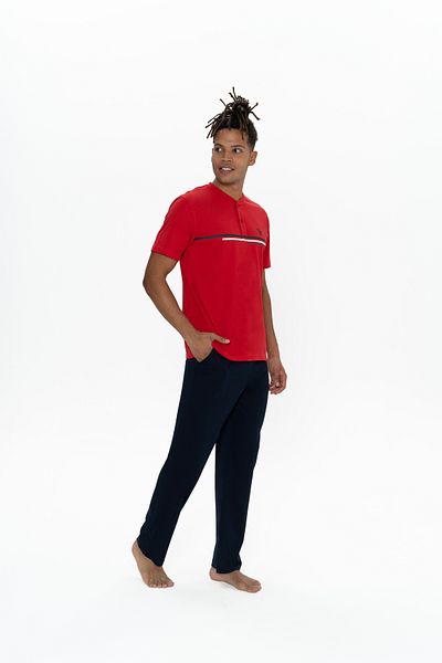 U.S. Polo Assn. Male, 100% Cotton, Red, Short Sleeves, Licensed Uspa Pajama Kit