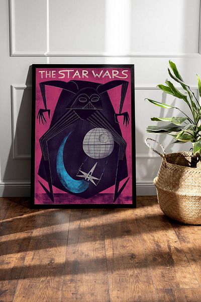 Saturn Star Wars Framed Painting - Space Wars Fim Poster Painting