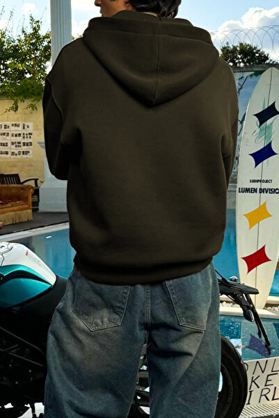 ruNadeS Khaki 3 Thread Men's Zippered Hooded Sweatshirt Cardigan