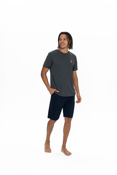 U.S. Polo Assn. Ανδρικό, Αδειοδοτημένο, USPA, (Anthracite Melange), Κοντό μανίκι, Σετ σορτς
