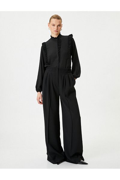 Koton Chiffon Shirt Balloon Sleeves Ruffle Buttons Regular Fit