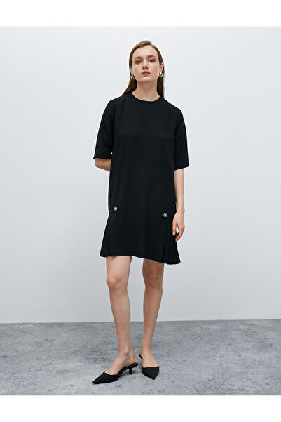 Koton Kısa Elbise Pile Detaylı Düğmeli Kısa Kollu