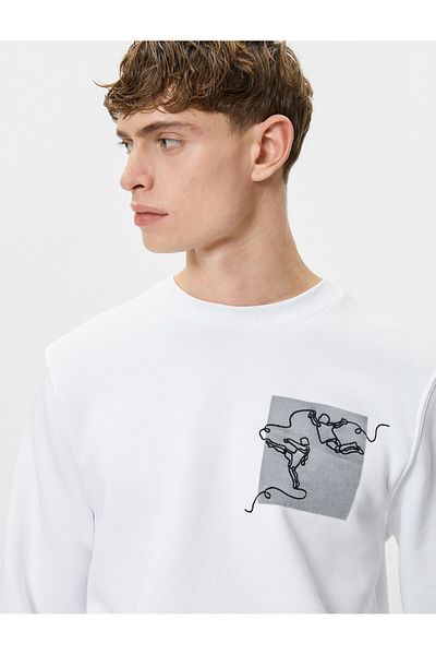Koton Φούτερ Crew Neck Abstract με στάμπα με μακρυμάνικο ριμπ