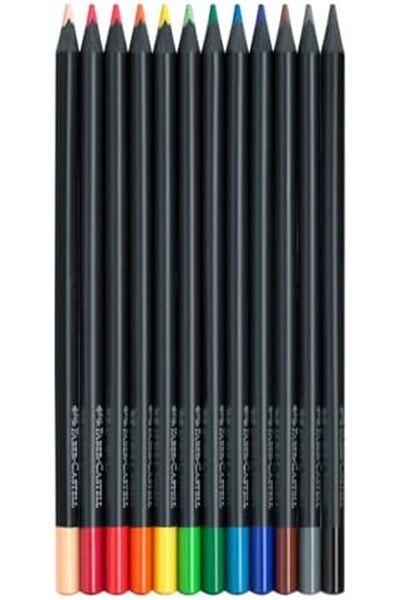 STOREMAX Ntwork Black Edition Colored Pencils - 12 Count, Black Wood and Super Soft Core Lead,