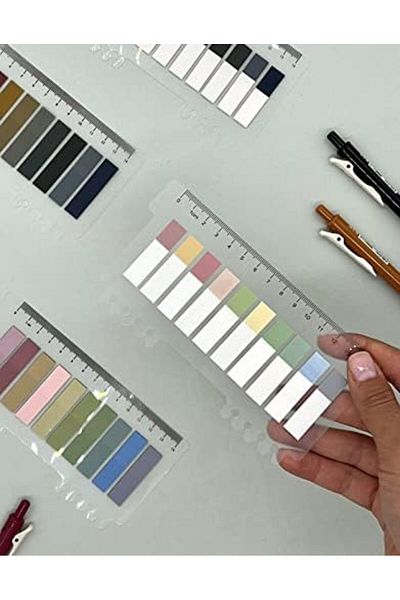 STOREMAX 10 Color Ruled Transparent Index Page Sticker, Half Morandi Colors