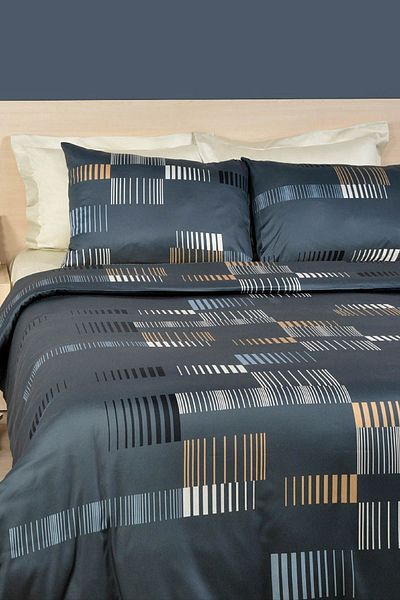 Eponj Home Διπλό Σετ Παπλωματοθήκης Easy-Iron Trace Anthracite