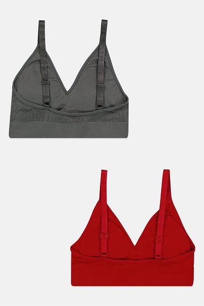 Layer 8 Women 2 Pieces Textured Padded Seamless Bra, Grey