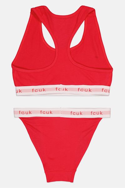 French Connection Women 2 Piece Non Padded Bralette With Pantie, Red