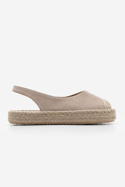 Marjin Beige Wildleder-Sandalen für Damen – Espadrilles aus echtem Leder mit offenem Rücken