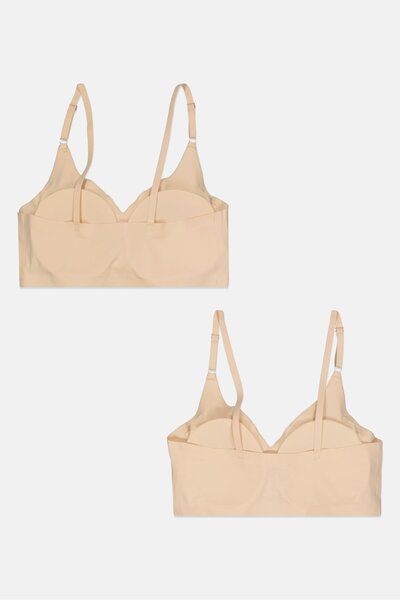 Bebe Women 2 Piece Lightly Padded Bra, Beige