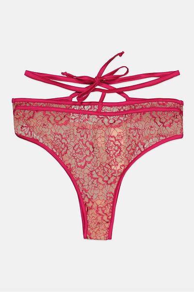 Guess Women Embroidered High Rise Brief, Fuchsia