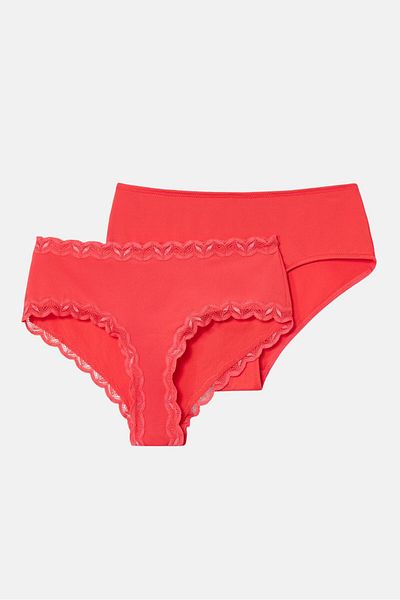 Tchibo Women Textured Hipster Briefs, Red
