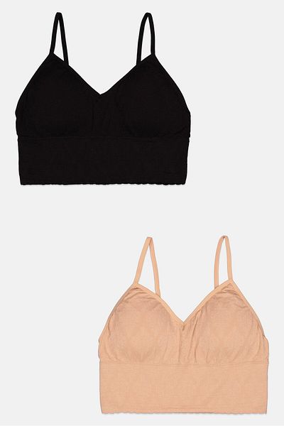 Capezio Women 2 Pieces Lightly Padded Textured Bra, Black