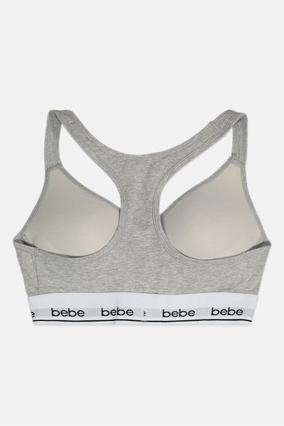 Bebe Women Padded Racer Back Bralette, Grey