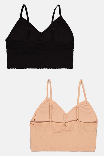 Capezio Women 2 Pieces Lightly Padded Textured Bra, Black