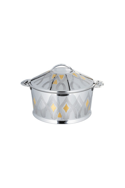 ALSAIF Inner Stainless Steel Casserole, Insulated Hot Pot, Keep Food Hot & Fresh, 2.5 Liter, Silver/gold