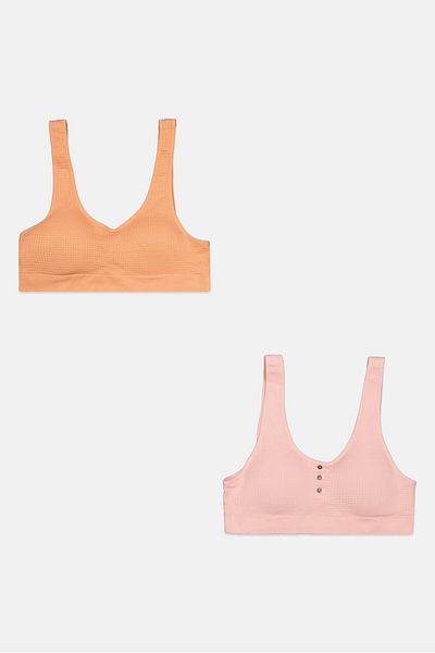 Comfort by Real Women 2 Pieces Textured Lightly Padded Bra, Light Brown