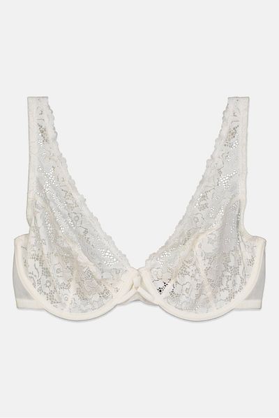Undiz Women Non Padded Underwire Textured Bra, White