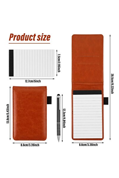 fulina 7 Pcs Small Pocket Notepad Holder Set with Pen,Mini Portable Leather Pocket Notebook for offices