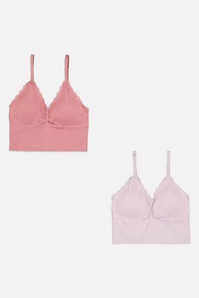 Comfort by Real Women 2 Pcs Padded Lace Detail Seamless Bra, Old Rose