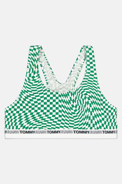 Tommy Jeans Women Brand Long Non Padded Bra, Green