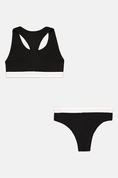French Connection Women 2 Pcs Brand Logo Non-padded Brallette And Briefs, Black