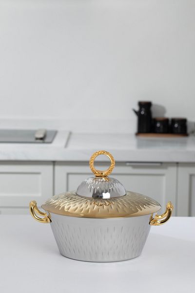 ALSAIF Jodi Hotpot Stainless Steel,size : 5 Liter,colour: Silver/gold
