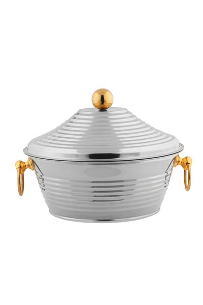 ALSAIF Inner Stainless Steel Casserole, Insulated Hot Pot, Keep Food Hot & Fresh, 3.5 Liter, Silver/gold