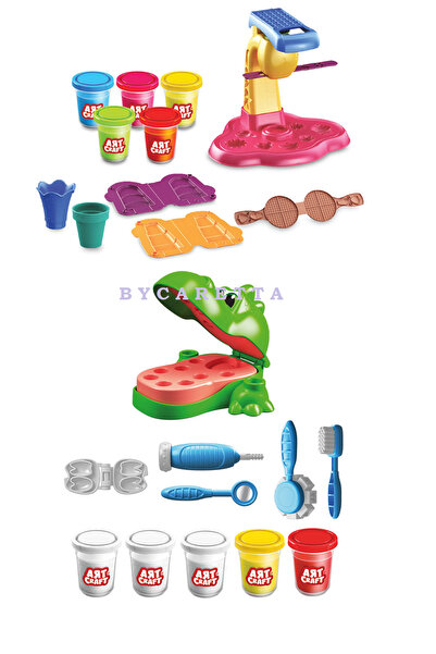 ByCaretta Dinozor Dişçi Oyun Hamur Set Dondurma Oyun Hamur Seti Eğitici Zeka ...