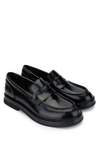 Tamer Tanca Men's Genuine Leather Black Opening Loafer Shoes