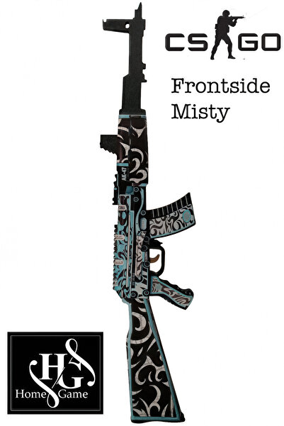 Home Game CS-GO مسدس لعبة خشبي أمامي ميستي سكين AK-47 - رماة مطاطية مطلية