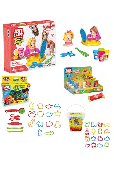 Art Craft Hairdresser Play Dough Set + Dough Molds 16 Pieces + Fun Molds 19 Pieces + 100gr Dough Gift