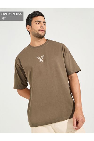 Styli HD Minimal Print Oversized Compact Jersey T-Shirt