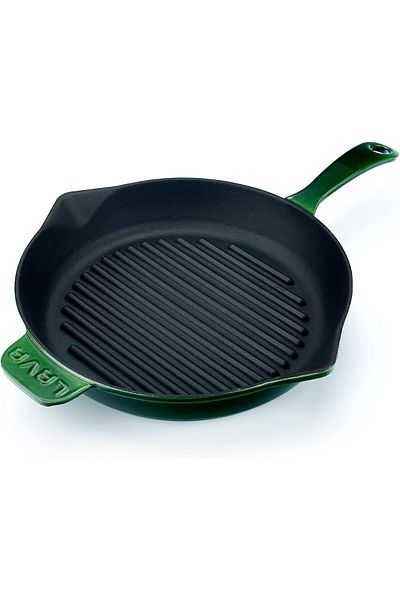 STOREMAX Mu-Artshop Premium Series - Cast Iron Grill Pan, Round, 28 Cm, Solid Handle, Enamel, Majolica