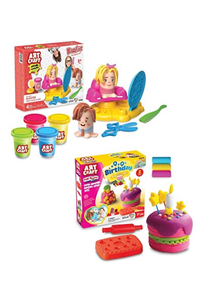 ByCaretta Kuaför Oyun Hamur Seti 224 gr + Doğum Günü Oyun Hamuru 150 gr Eğiti...