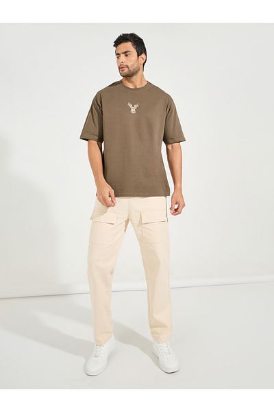 Styli HD Minimal Print Oversized Compact Jersey T-Shirt